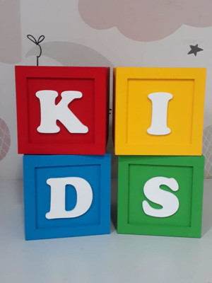 Kit 4 cubos 8x8 kids decoração mdf