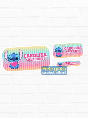 Etiqueta escolar stitch 90un frete grátis