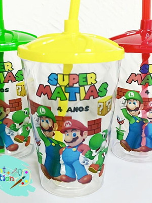 Copo twister personalizado 300ml super mario bros