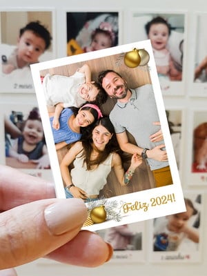 Polaroid imã de geladeira ano novo com fotos diferentes