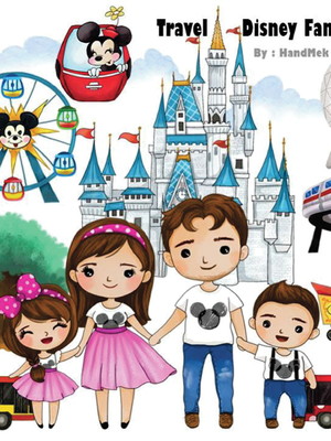 Kit digital cute viagem familia disney #177#