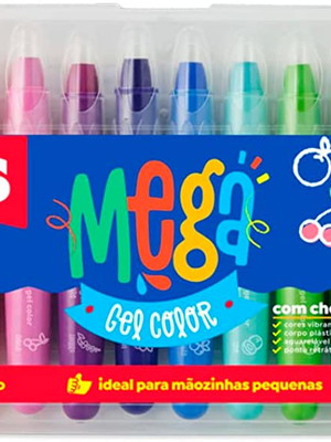 Giz retrátil mega gel 12 cores com cheirinho de frutas tris