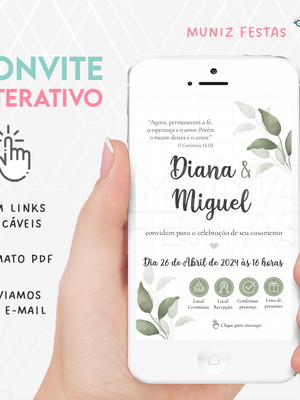 Convite digital interativo casamento verde