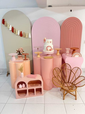 Locação decoração arco iris boho