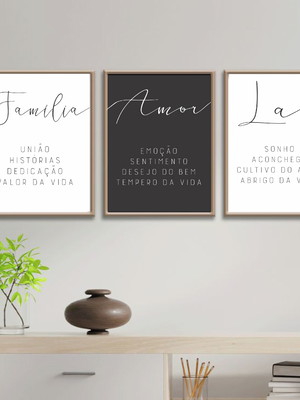 Conjunto de quadros 45x60 família, lar, amor qf9