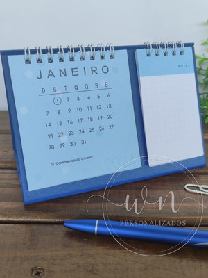 Calendário de mesa com anotações 2024 - azul