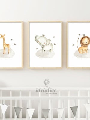 Quadros infantil safari aquarela - a3