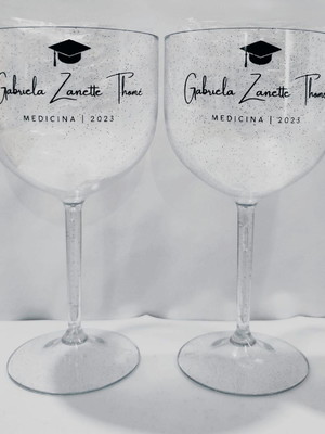 Promoção 100 taças de gin 450 ml glitter personalizada