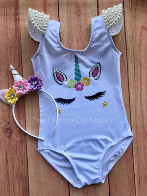 Collant personalizado do unicórnio com pérolas