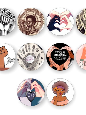 Consciência negra - 10 button 2,5 ou 3,8 cm (alfinete)