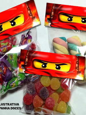 Lapela com saquinho ninjago não acompanha doces