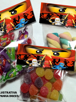 Lapela com saquinho ninjago não acompanha doces