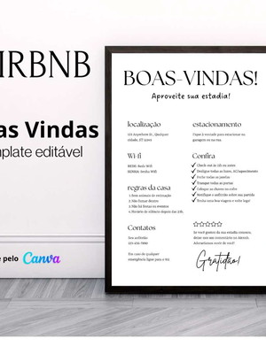 Cartão de boas-vindas para hóspedes airbnb para imprimir