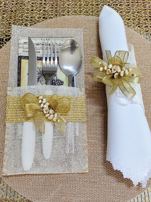 Kit sousplat mdf com porta guardanapo e porta talheres