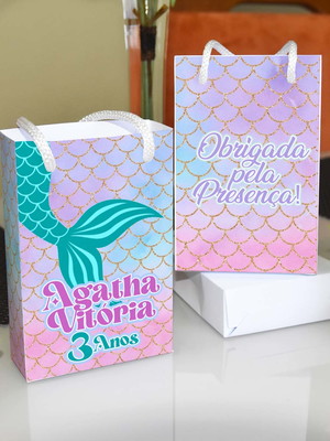 Kit 10 uni sacolinha para lembrancinha- calda sereia