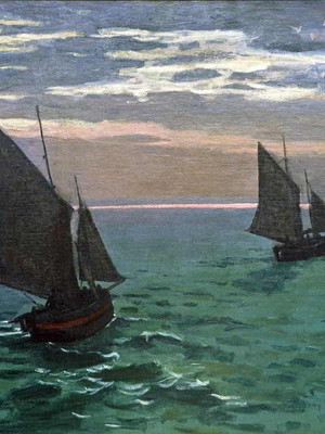 Tela em canvas - monet - barcos de pesca - normal 35 x 30 cm