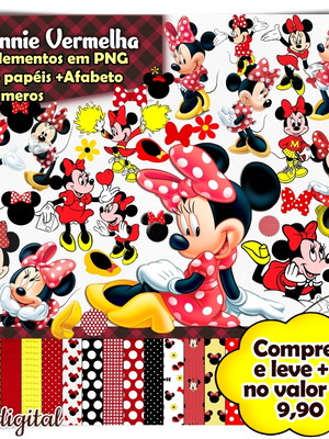 Kit digital minnie vermelha