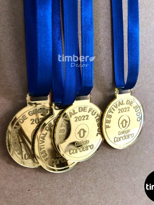 Medalha personalizada de acrílico espelhado com fita