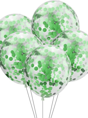 10 balões de látex com confete verde 10 polegadas
