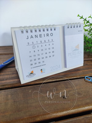 10 calendários de mesa com anotações 2024 - personalizado