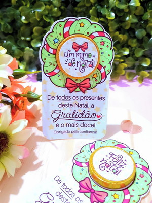 Card com moedinha de chocolate ao leite- natal