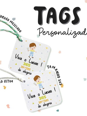 20 tag personalizada 5x5 com cordão