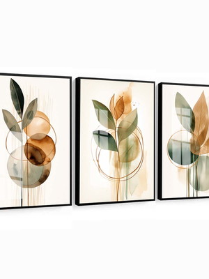 Quadro decorativo folhagem cores neutras 40x60 moldura