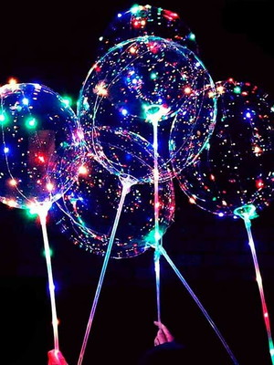 15x balão bubble led transparente com bastão haste festa