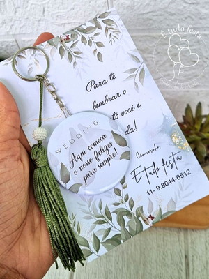 Chaveiro espelho personalizado para casamento