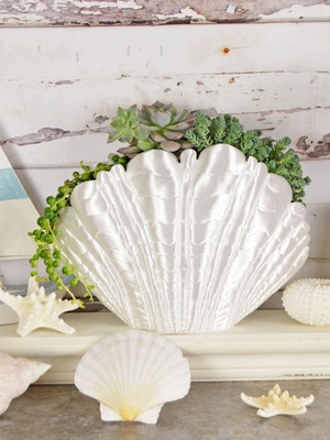 Vaso concha para plantas artificiais decorativo 14cm