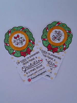 Cartão natal com moeda de chocolate