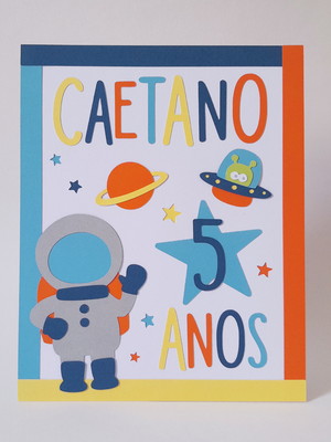 Display de mesa astronauta com nome e idade