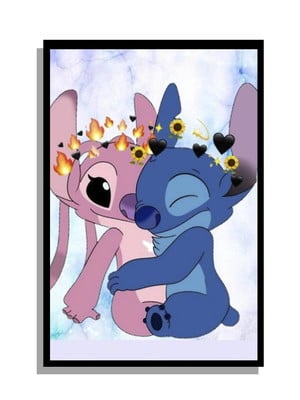 Quadro stitch lilo família amor ohana