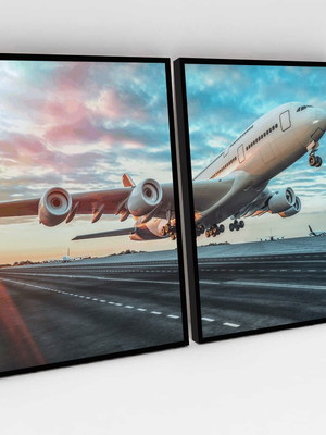 Composição de quadros avião decolando