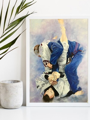 Quadro decorativo jiu jitsu-a4 com vidro