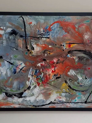 Pintura tela arte abstrata (bike) decoração