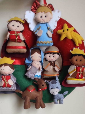 Enfeite de porta presépio de natal