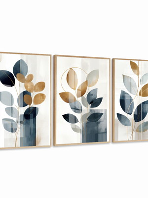 Quadro decorativo folhagem cores neutras com vidro