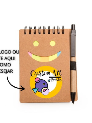 Bloco de anotações com autoadesivos e caneta