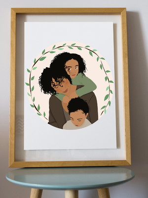Ilustração digital personalizada família #024
