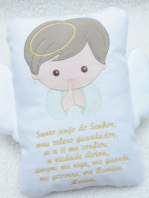 Naninha / almofada anjinho santo anjo verde claro