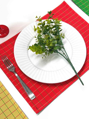 Jogo americano retangular natal grid vermelho