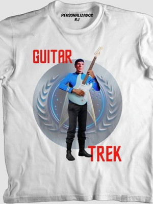 Camiseta engraçada guitar trek jornada nas estrelas rock