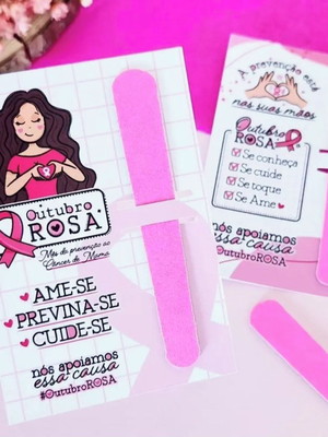 Card com mini lixa- outubro rosa
