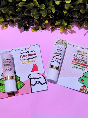 Card com hidratante labial (manteiga de cacau)- natal