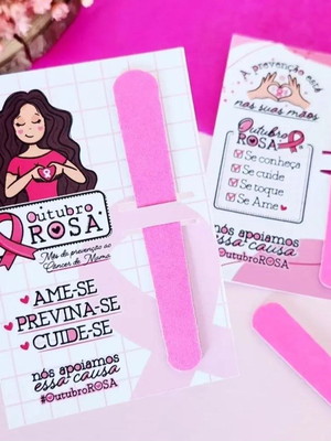 Card com mini lixa- outubro rosa