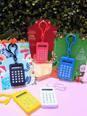 Card com chaveirinho mini calculadora- natal