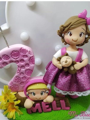 Vela masha e o urso - topo de bolo biscuit