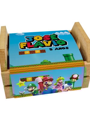Kit caixote gravado e cinta personalizada - super mario