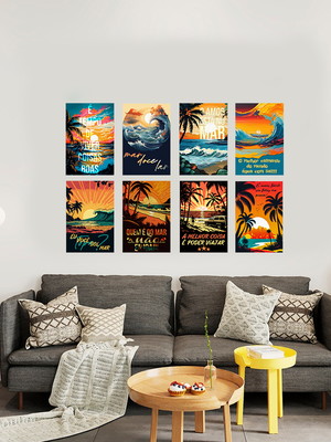 Kit 05 placa decorativa praia mar sereia oceano